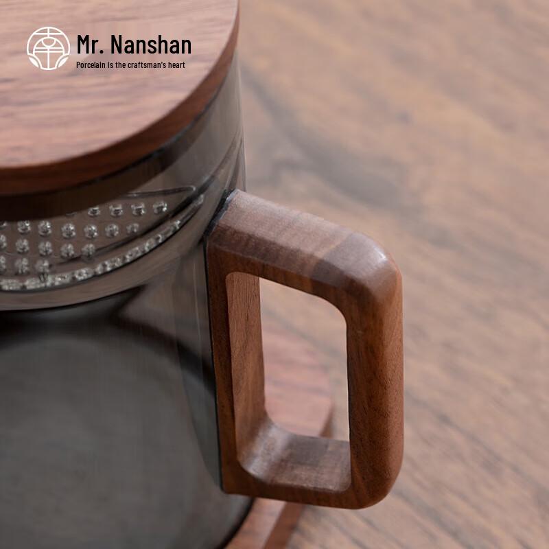 Nanshan Mr. Heat-Resistant Glass Tea Cup with Infuser, Lid & Coaster