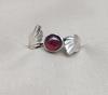 Red Garnet 925 Sterling Silver Ring – Adjustable Leaf Design, Natural Gemstone January Birthstone Jewelry