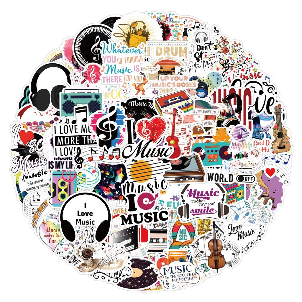 100 Music Note Stickers for Laptop, Scooter, Piano, and Suitcase Decor