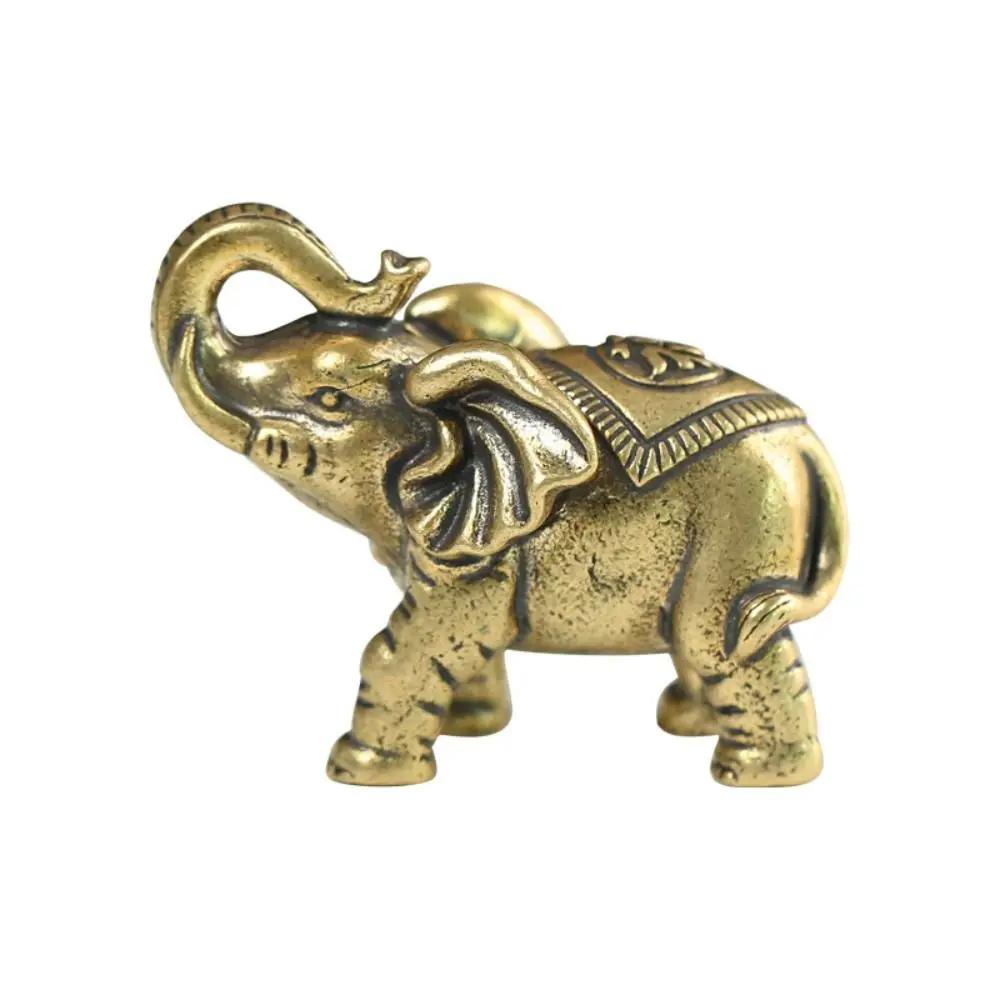 

Antique Bronze Cute Elephant Miniature Figurines Desk Ornament Decorations Accessories Copper Animal Sculpture Home Decor Crafts