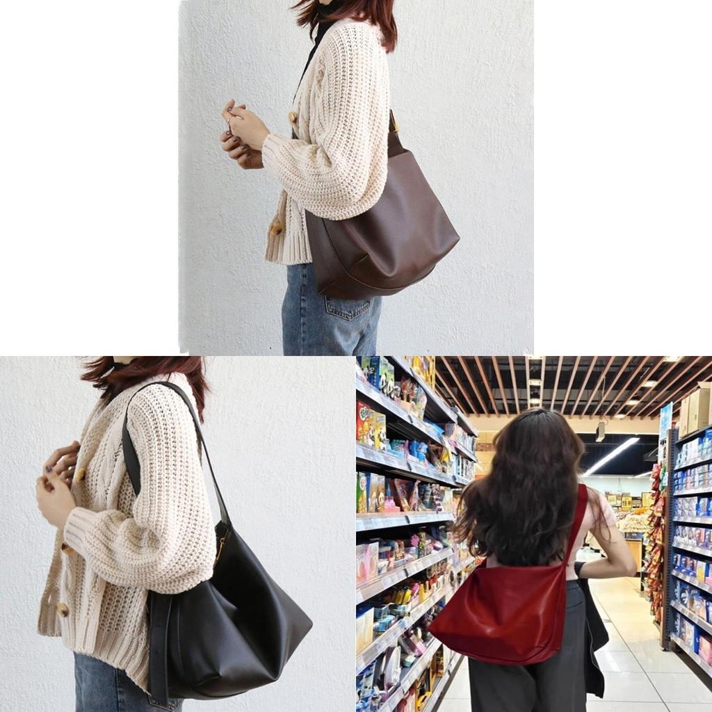 Pu Tote Bag For Women With Inner Zipper Pockets And Spacious Waterdrop Shape For Daily Use