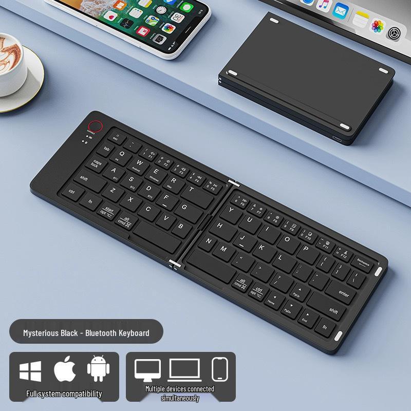 Macaron Color Foldable Bluetooth Keyboard with Phone Stand for Mobile and Tablet.