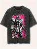 Gundam RX T-Shirt Herren Vintage Säurewäsche Rosa Cyberpunk Mecha Streetwear Retro Mobile Suit Japanische Grafik-T-Shirts