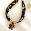 Stylish Leopard Print Rope Necklace With Floral Heart Pendant for Women Fashion Jewelry Gift