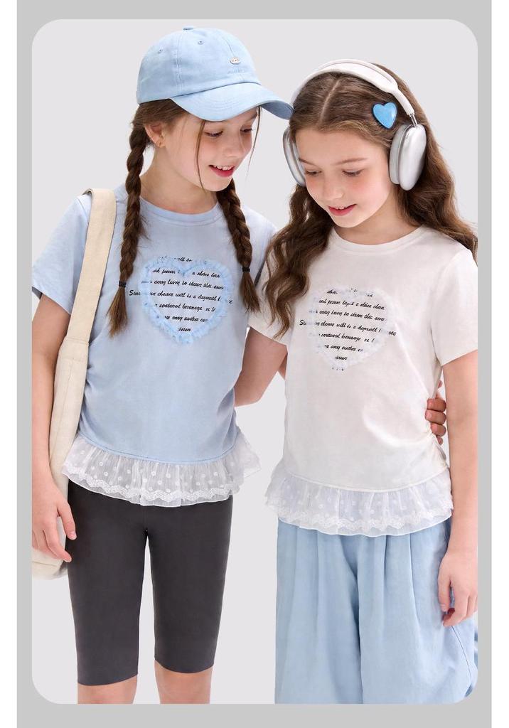 Girls' 2026 Summer Short-Sleeve T-Shirt - Fashionable, Stylish & Lightweight Top for Big Kids & Teens