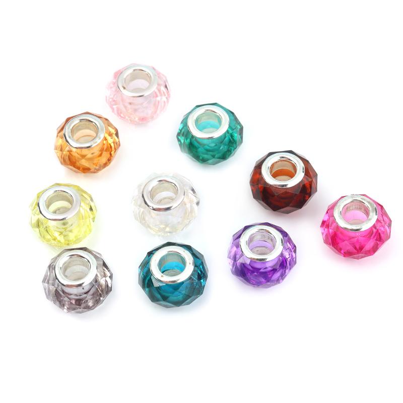 20pcs/lot Round Big Hole Resin Beads Faceted Loose Beads DIY Charms Earrings Bracelet Necklace Handicrafts For Jewelry Making