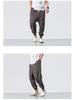 2022 Men's Loose Linen Ankle-Length Drawstring Trousers - Youthful Spring/Summer Style, Plus Size, Solid Color.