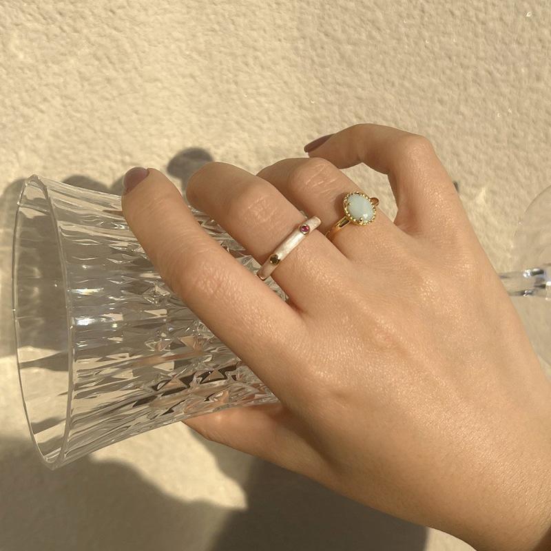Women's Rainbow Enamel Drip Glaze Adjustable Ring: Fashionable, High-End, Versatile Index Finger Accessory.