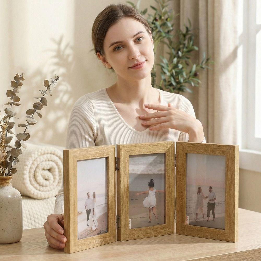 Triplex Frame Folding Photo Frame Rectangular Hinge Photo Frame  Living Room Decor