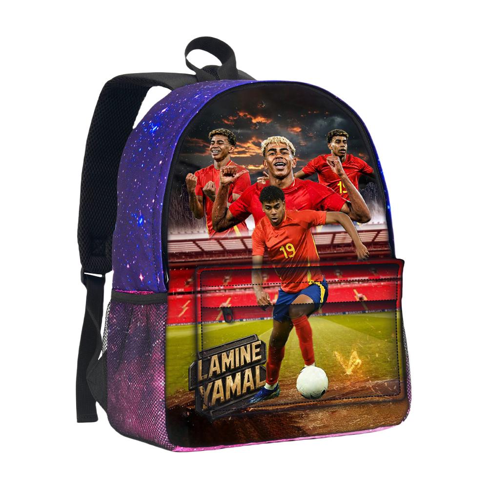 Zaino per Ragazzi e Ragazze Zainetto Stella del Calcio Cielo Stellato Zaino Borsa da Scuola L-Lamin Yamal Grande Capacità Mochila Rucksack Scuola