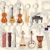 Ukulele Guitar Acrylic Keychain Cello Electric Guitar Model Keyring  Bag Pendant