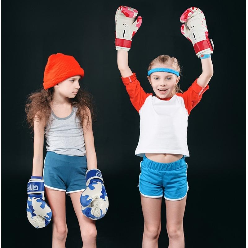 Maskáčové boxerské rukavice pro děti chlapce dívku sparringové rukavice PU dětské Sanda Taekwondo tréninkové vybavení boxování kickbox 3-10L