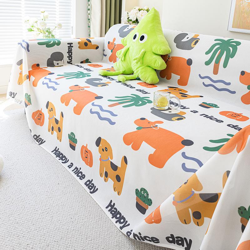 Summer Cool Breathable Ice Silk Sofa Towel Cute All-Inclusive Sofa Cover Dust Cover Living Room One-Piece Sofa Cover Cloth