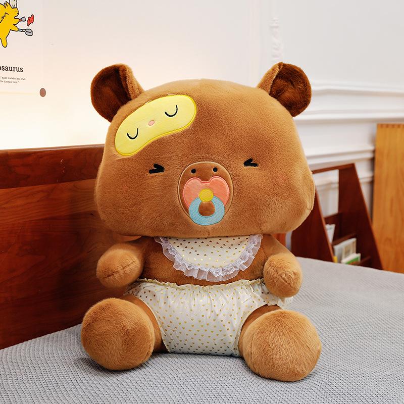 Pacifier Bear Plush Toy Doll Cute Bear Doll Throw Pillow Soothing Doll