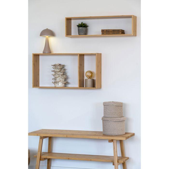 Etagère murale 2 niches 70x15x35,5 cm en bambou naturel - DJEGA