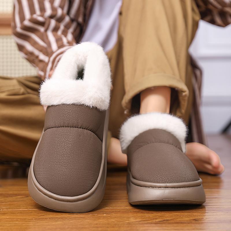 Couple Style Men's and Women's Baotou Cotton Slippers Winter Velvet Thick-Soled Non-Slip Warm Waterproof Bag Heel Cotton Shoes