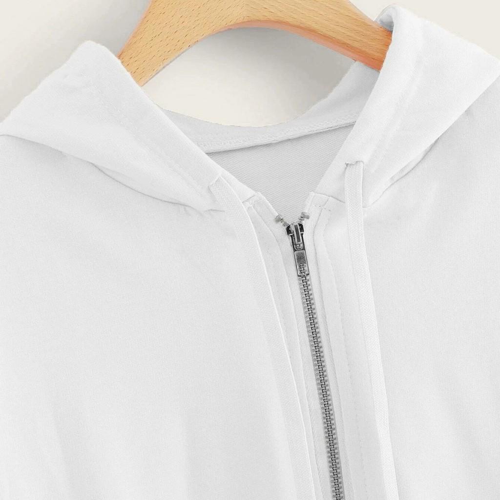 Women Casual Long Sleeve Zipper Pocket Shirt Hooded Sweatshirt Tops