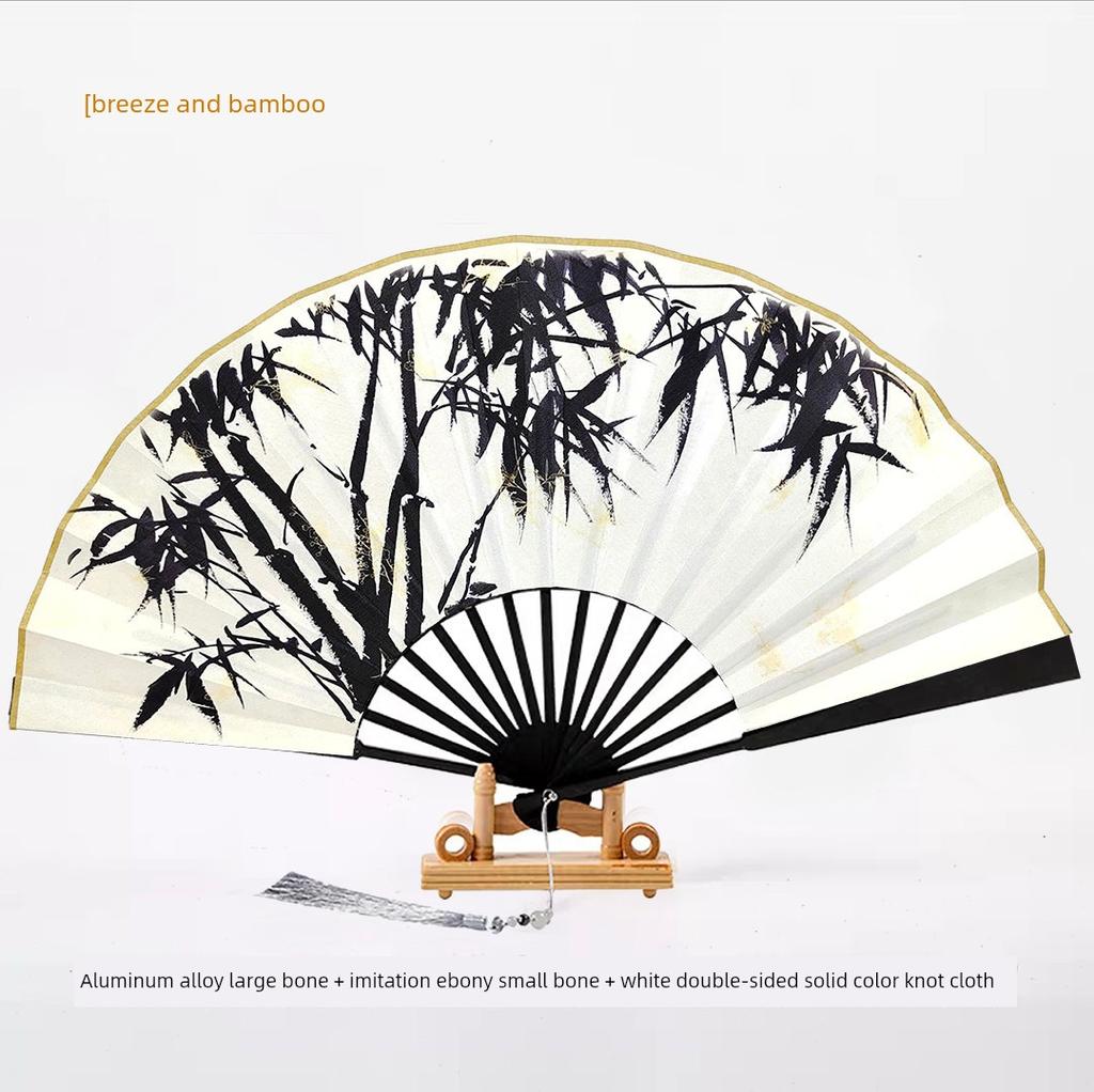 Legierter Faltfächer, Handwerksfächer, Hochwertiger Fächer im chinesischen Stil, Reiner Metallfächer, Geschenk für Freund, Version mit Geschenkbox