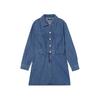 Rap Out-Pocket Shirt-Style Collar Denim Dress Aq1Do260