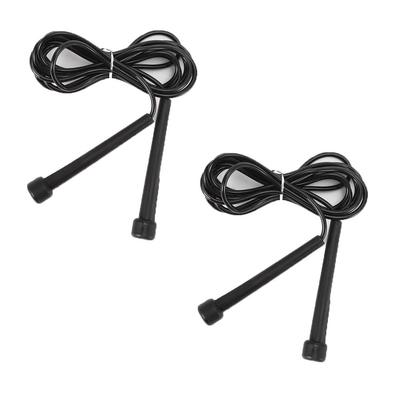 2Pcs Speed Skipping Jumping Rope with Plastic Handles Fitness Exercise Sport EquipmentBlack