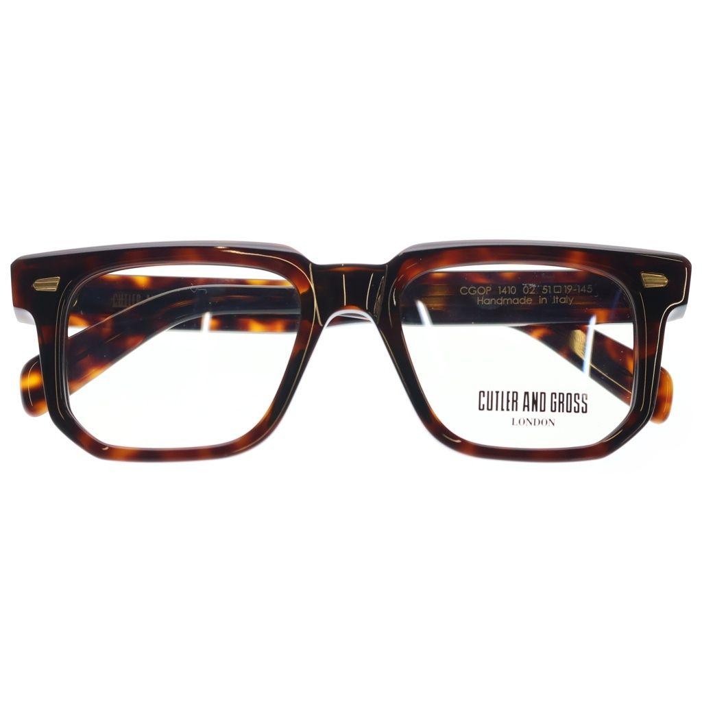 Used CUTLER AND GROSS CGOP 1410 02 Square Frame Clear Lens Sunglasses Glasses Brown