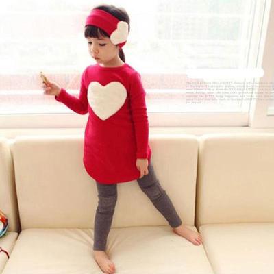 Girls Spring and Autumn Long Sleeve Cute Pullover Top + Pants Two Piece Set