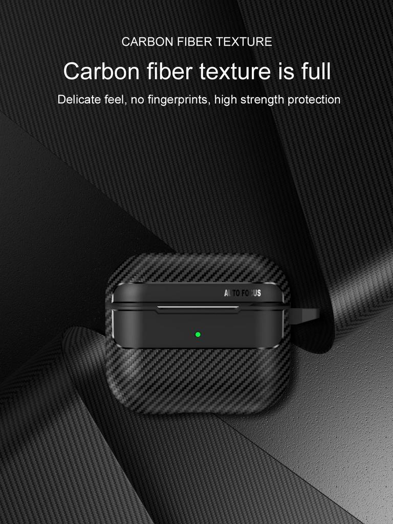 Waterproof Carbon Fiber Texture Soft Silicone Earphone Case With Keychain Hook For Apple Airpods Pro 2 Generation 2nd Air Pods 3 Gen Shockproof Cover