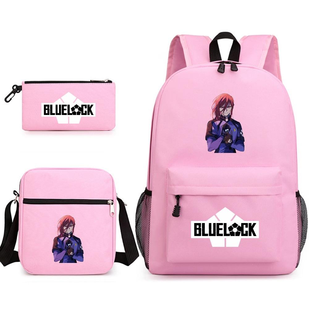3 Piece School Backpack Set for Students Large Capacity Oxford Cloth Schoolbag with Shoulder Strap and Pencil Case
