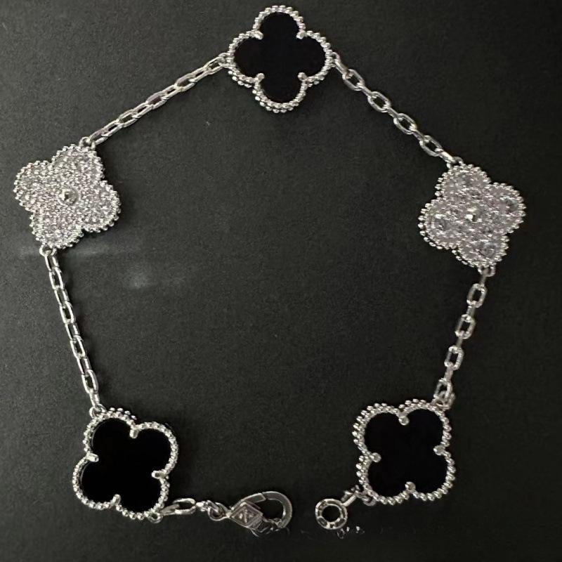 Exquisite Four-leaf Clover Bracelet for Women Five-flower Bracelet Double-sided Natural White Mother-of-pearl and Carnelian Bracelet
