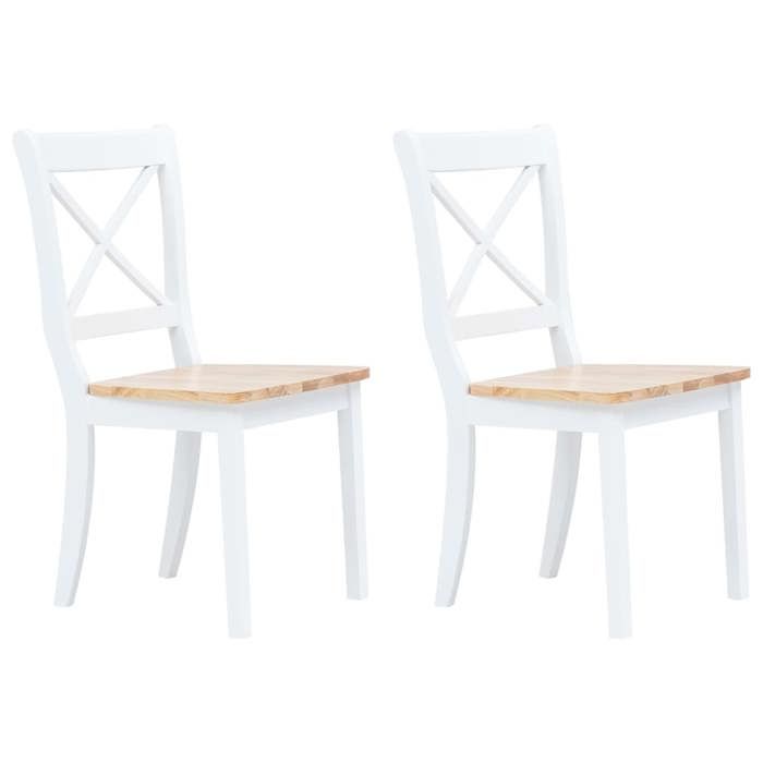 VidaXL 2x Bois d'Hévéa Massif Chaises à Dîner Chaises de Salle à Manger Chaises de Repas Chaises de Cuisine Maison Intérieur 247358