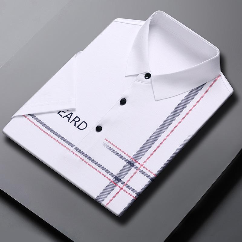 

Мужская футболка с короткими рукавами, рубашка поло с лацканами, средняя свободная рубашка с короткими рукавами, повседневная, дышащая, с принтом, нижняя часть рубашки 4XL