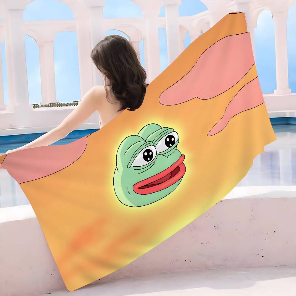 Popular Internet Meme Sad Frog Game Bath Towel Microfiber Soft Water Absorbing Breathable For Girl Kids Decorative Beach Towel