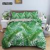 Tropical Plant Bed Linen Collection Green Leaves Quilt Cover with Zipper Closure Comforter Cover Queen Size King Dimension Full Polyester Fabric Quilt