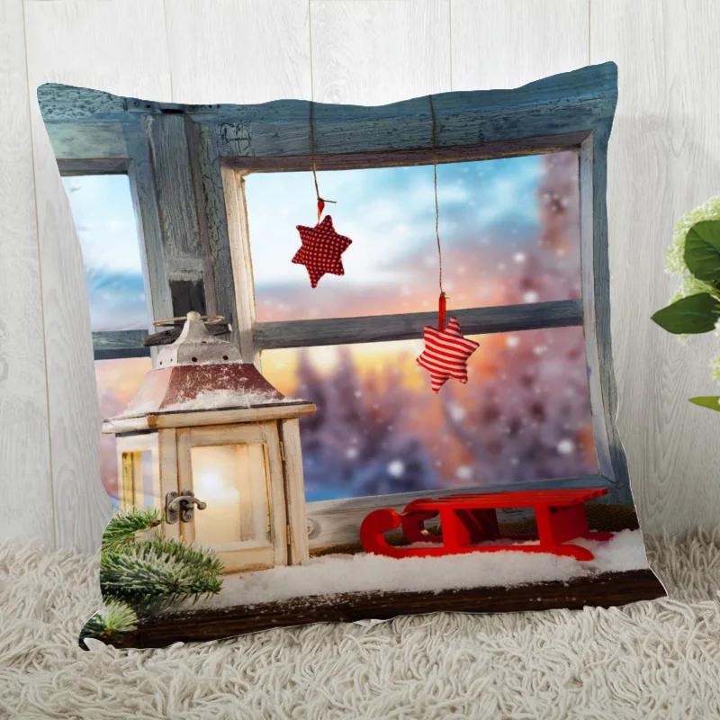Custom Decorative Pillowcase Christmas Square Zippered Pillow Cover 35X35,40x40,45x45cm(One Side)
