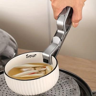HOT Dish Plate Bowl Clip Stainless Steel Bowl Clip Universal Handheld Plate Holder Tong Anti-Hot Clamp Gripper Kitchen Tools