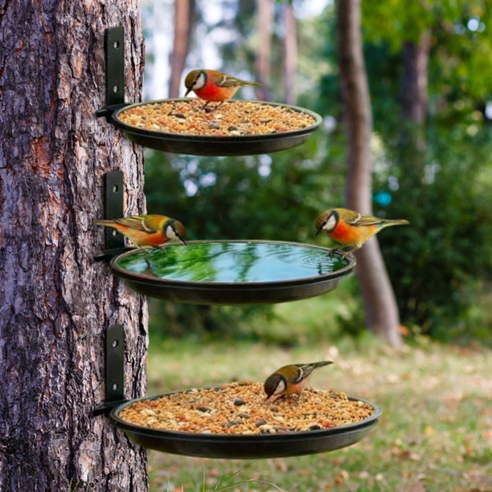 Weather Resistant 3 Pack Tree Mounted Bird Feeder and Bath with Foldable Space Saving Design for Outdoor Garden
