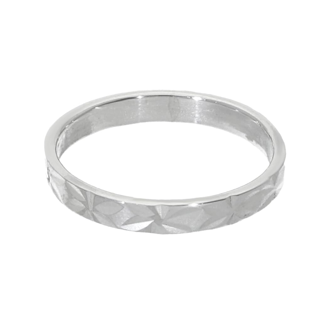 

[Shinjuku Gin no Kura] Cutting Ring, Size 23, Silver 925, Mirror White Finish, Engraved, Cut, Kiriko Pattern, Simple