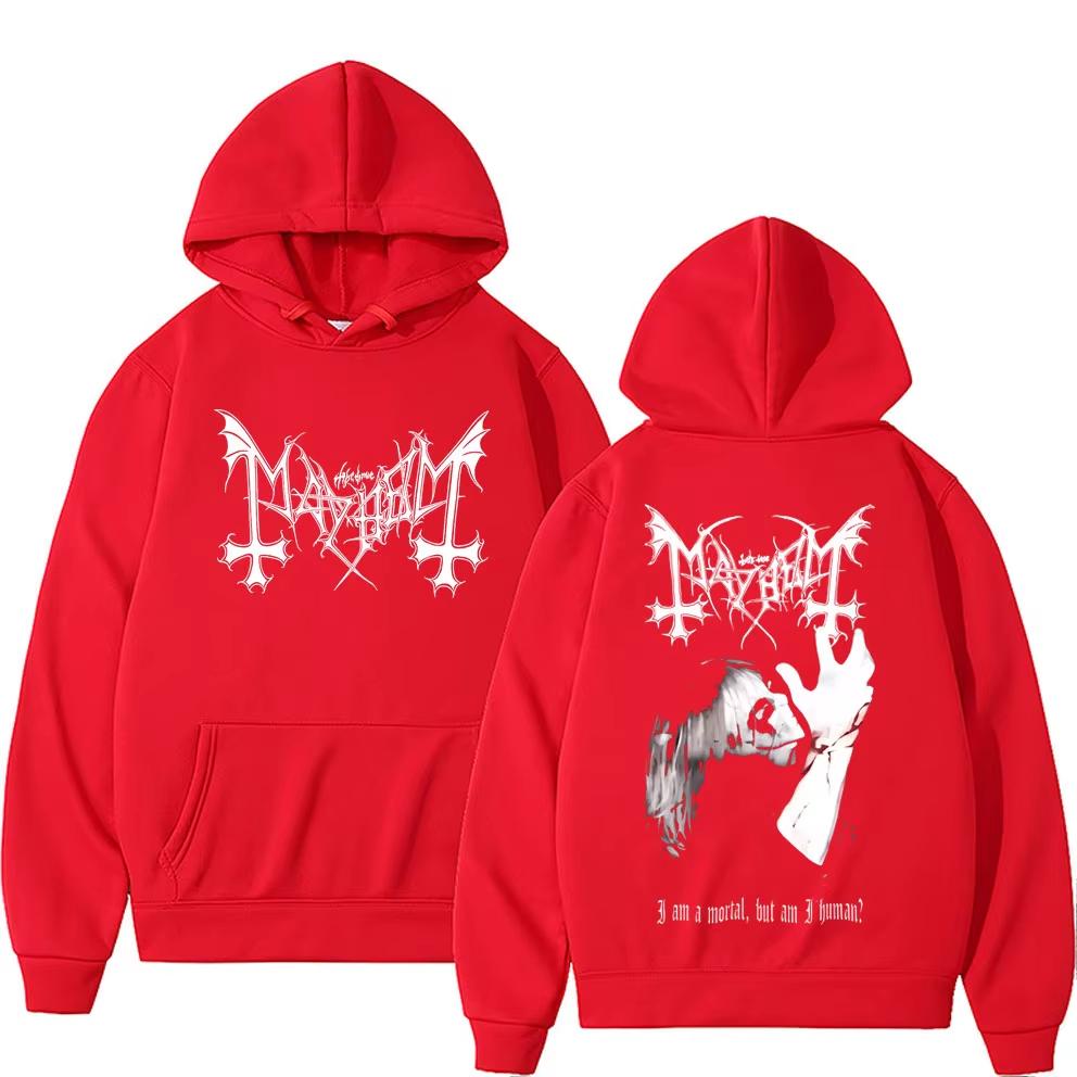 Black Metal Mayhem Print Hoodie  Women Vintage Casual Hooded Tracksuit Fashion Gothic Rock Streetwear