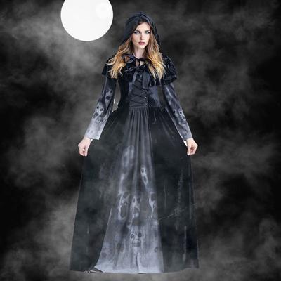 Halloween Costume Suit Witch Queen Dress Shawl Set Scary Death God Women