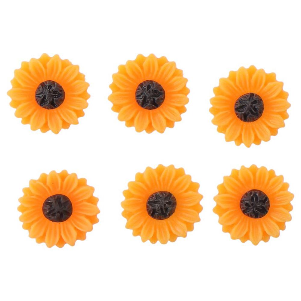 60pcs 16mm Sunflower Slime Beads Resin Sunflower Flatback Cabochons Beads for Scrapbooking