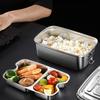 Portable Stainless Steel Lunch Box Interlayer Divided Microwave Oven Lunch Box with Handle Leak Proof Fresh Box School