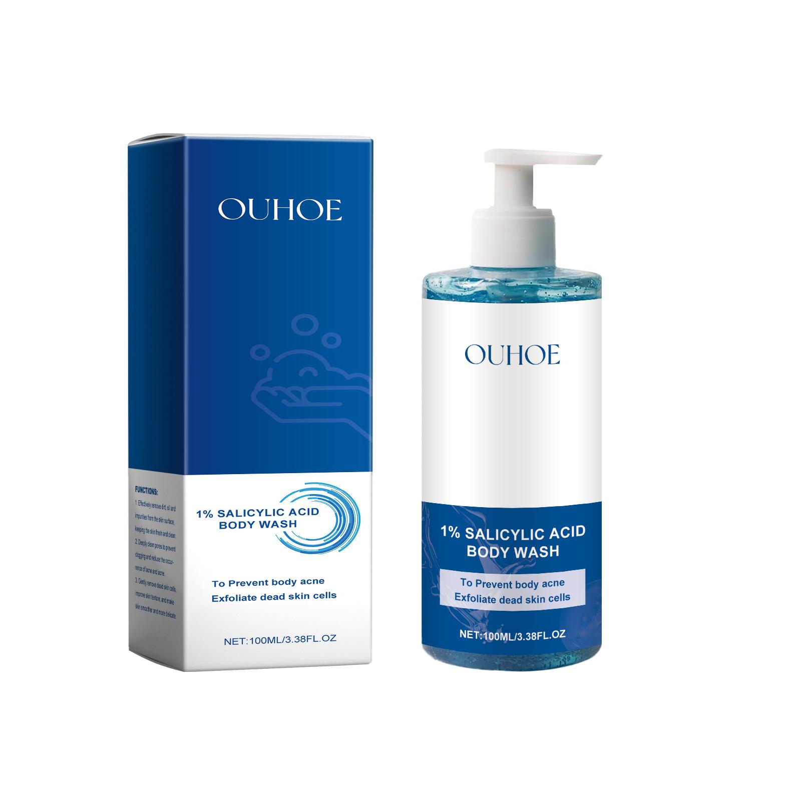 

Салициловая кислота для мытья тела Глубокая очистка Акне Осветление Отшелушивание Питательный Сужение пор Гель для душа для ванны Восстановление Уход за кожей курицы 100ml boxed