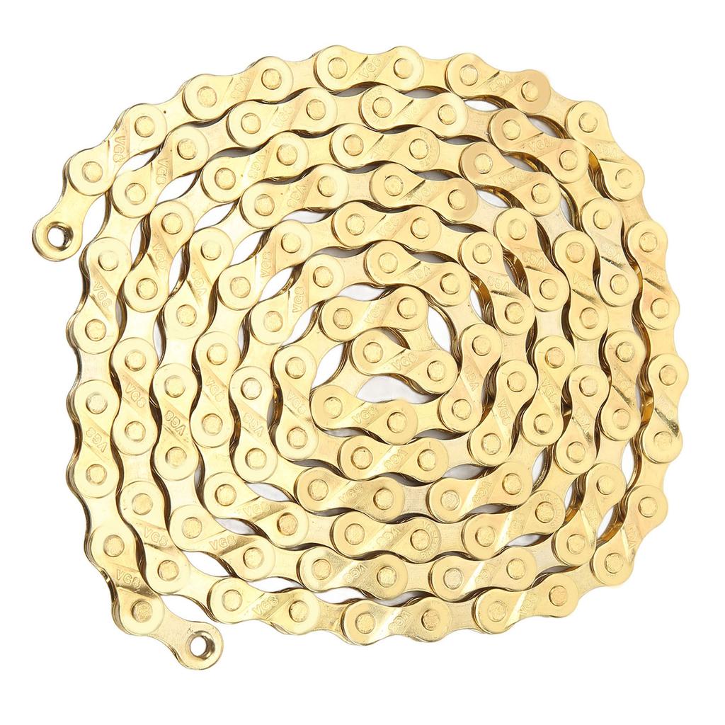 8 Speed Bike Chain 116 Links Mountain Road Bike Chain Bike Replacement Chain Gold Flatbed