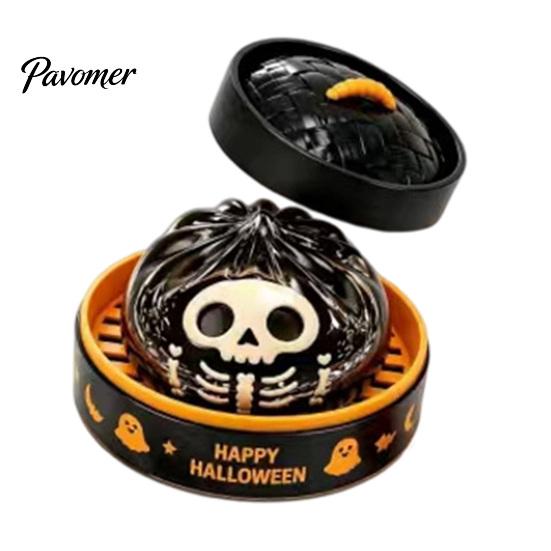 Skeleton Dumpling Toy 1/5/6Pcs Halloween Squeezing with Steamer, Pumpkin Ghost Eyeball Bun Stress Relief for Kids Adults, Party Favors