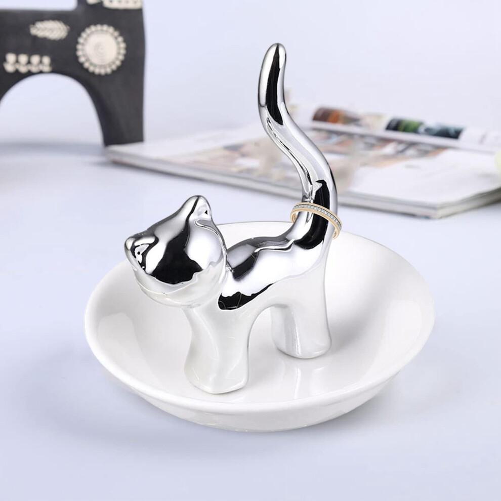 Cat Trinket Dish Jewellery Tray Ring Holder Jewelry Fashion Bracelets Earrings Storage B