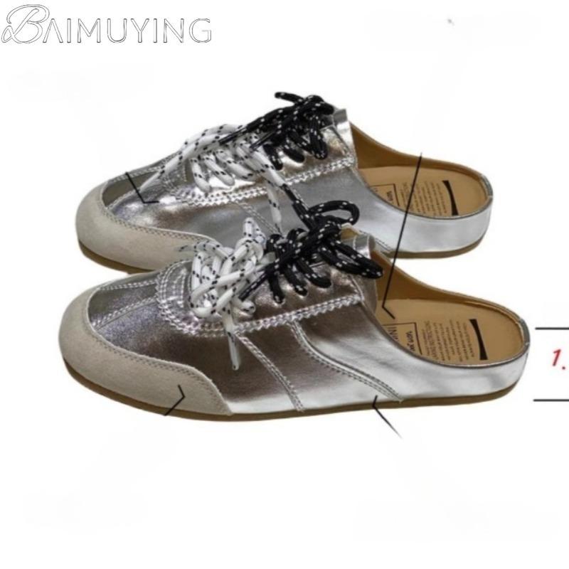 Fashion Casual Sneakers Women Slippers Lace Up Mules Shoes Woman Flat Sandals 2025 Trend Brand Sport Design Running Slides Zapatos Mujer
