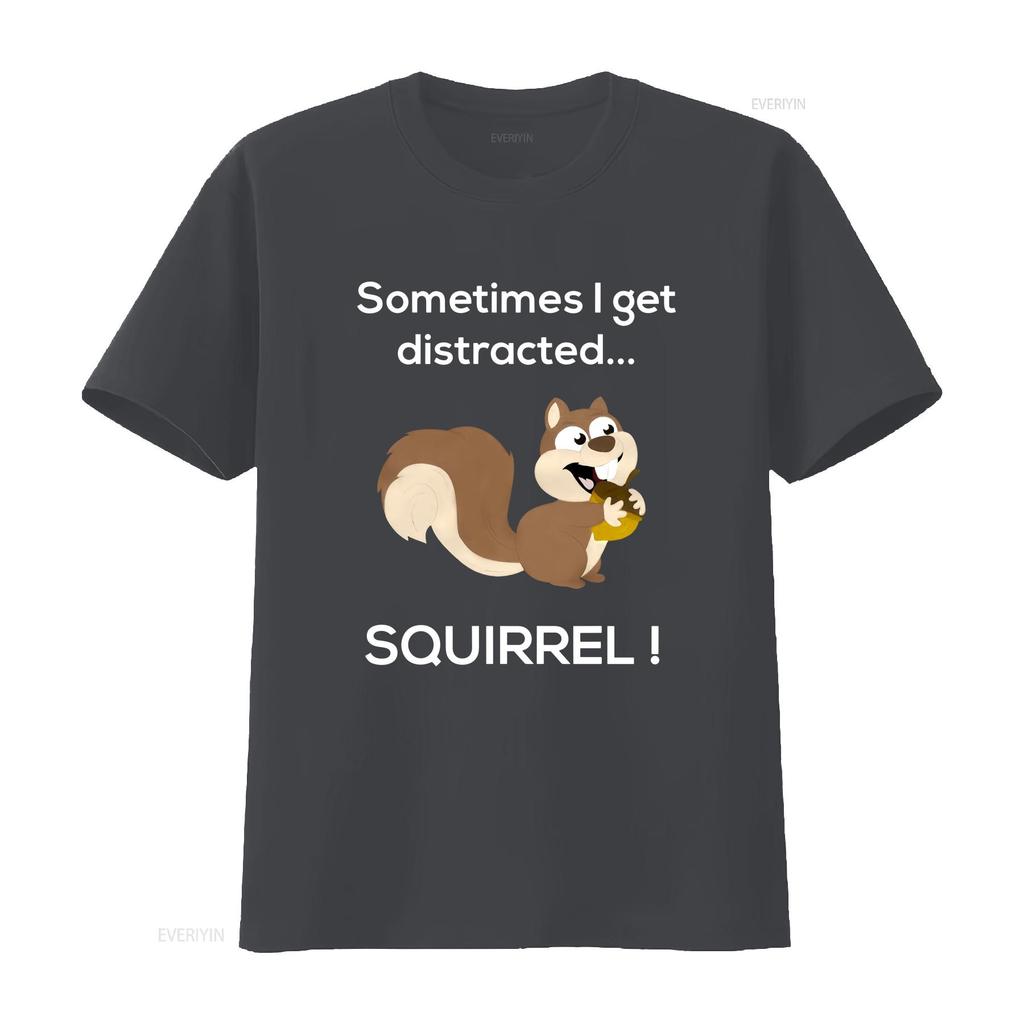 Funny Distracted Squirrel T Shirt Animal Zoo Farm Meme  vintage Washed streetwear Unisex homme Stretched Comfortable Casual