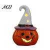 Small Ceramic Halloween Figurine Tealight Holder, Lighted Ghost Pumpkin with Cute Room Decoration Witch Hat, Tiered Tray Tabletop Decor for