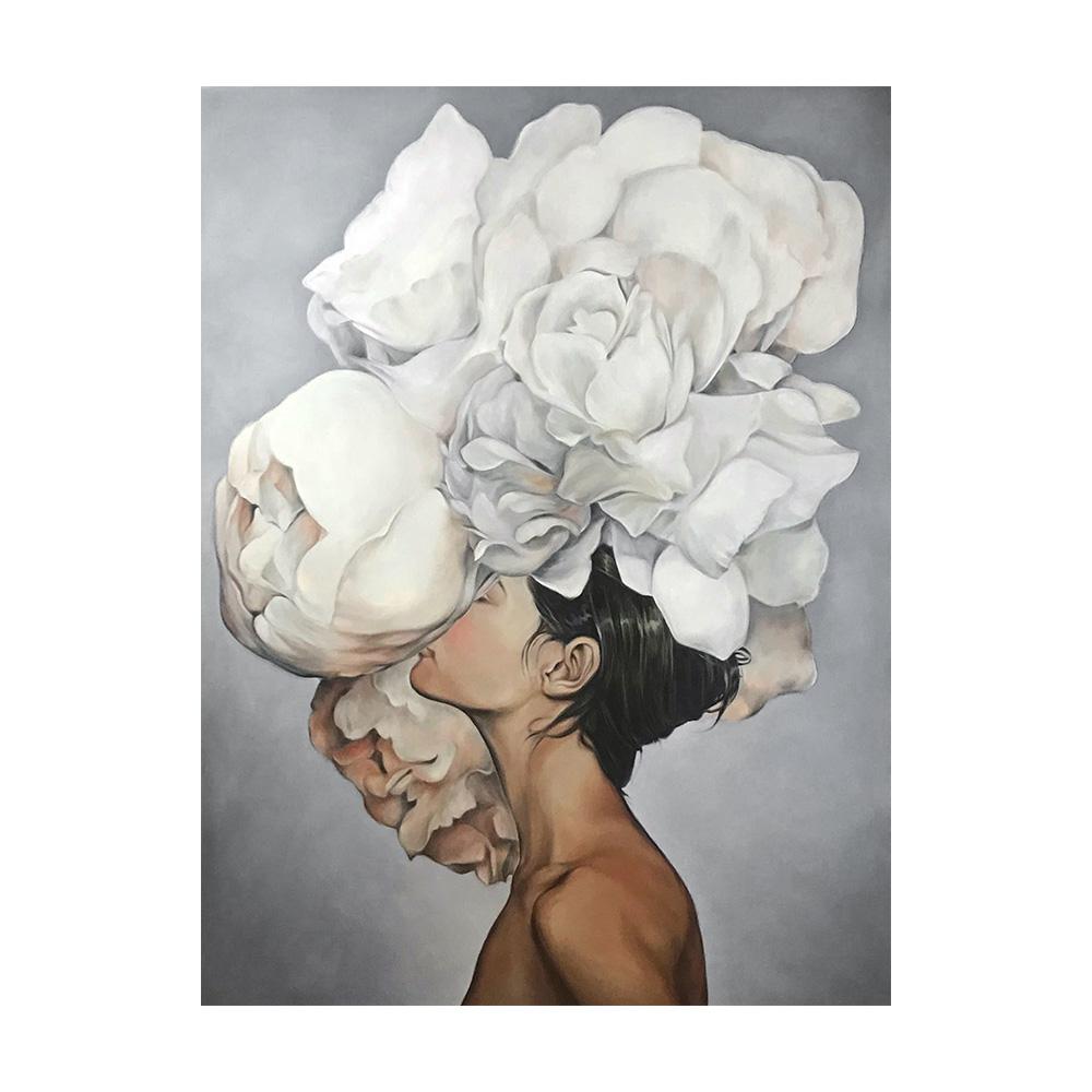 Nordic Flowers Head Woman Canvas Paintings On the Wall Art Posters And Prints Feather Girls Wall Pictures Home Decoration