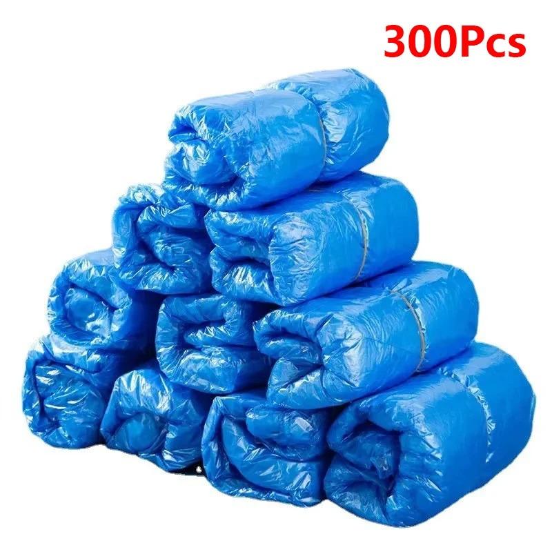 100/300PCS Disposable Waterproof Shoe Cover Plastic Non-slip Foot Cover Indoor PE Padded Shoe Cover